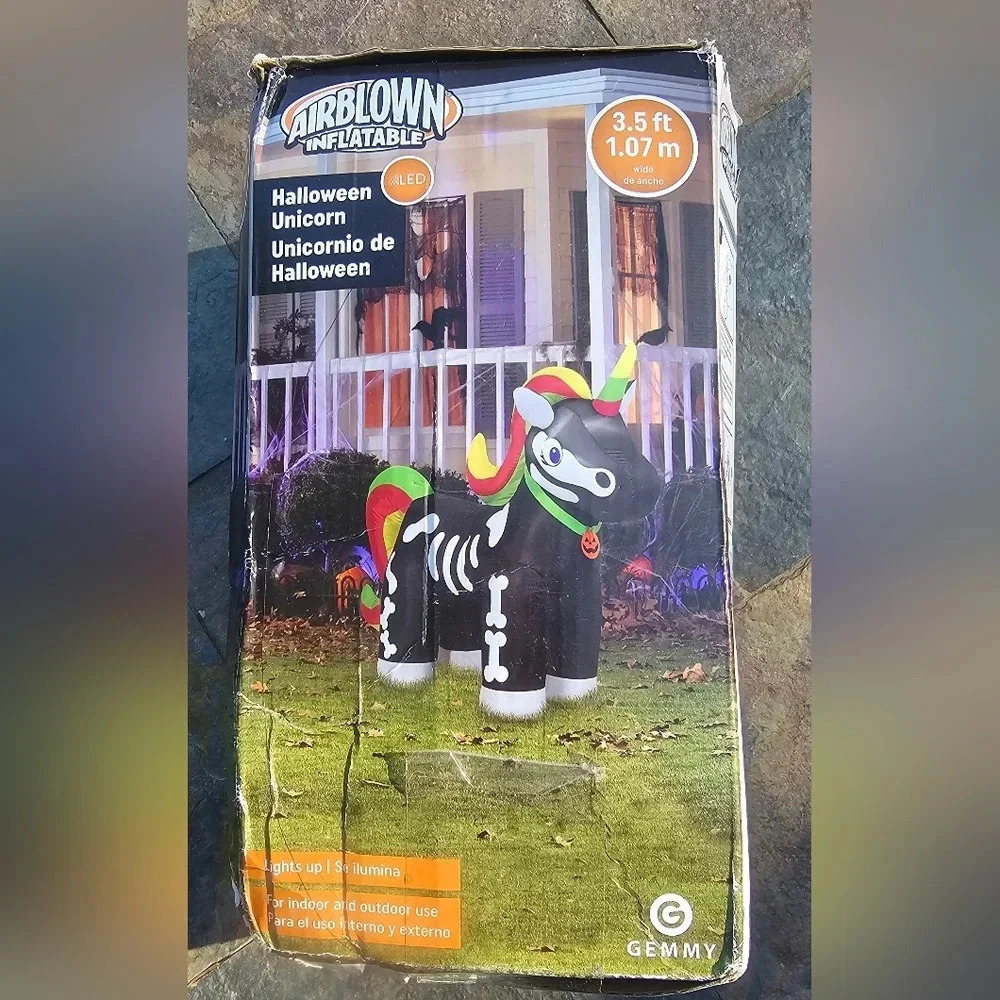 Gemmy 3.5FT Airblown LED- Skeleton Unicorn - Picture 2 of 4